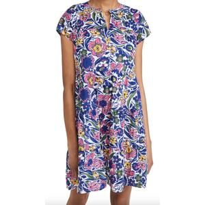 Roller Rabbit Floral Cotton Shift Mini Dress Purple Multicolor Size XS